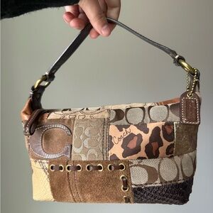 Coach Brown Patchwork Shoulder Bag